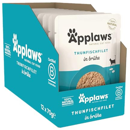 Applaws Natural Wet Cat Food Pouch, Tuna in Broth - 12 x 70g