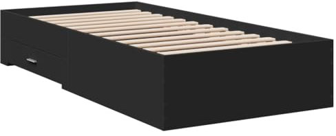 vidaXL Cama con Cajones, Somier Individual de Invitados, Estructura de Cama, Mueble para Dormitorio, Madera de Ingeniería Negro 100x200 cm