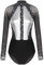 iEFiEL Turnanzug für Damen Langarm Gymnastikbody mit Strass Patchwork Metallic Tanzbody Ballett Trikotanzug Wettbewerb Leotards Dunkelgrau XL
