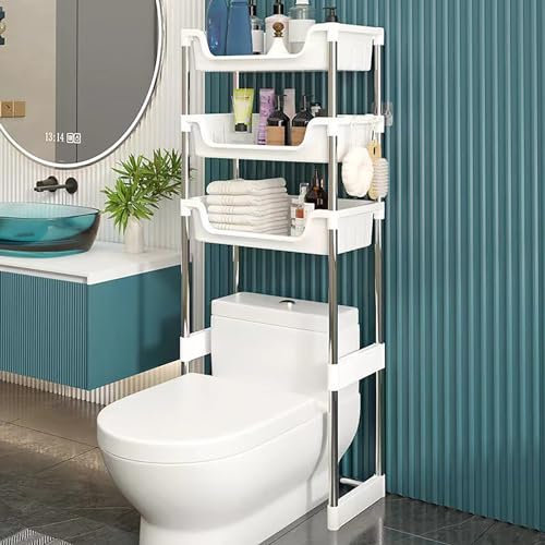 WSCMLXY Toilettenregal, Regal über Waschmaschine Und WC, Platzsparend, Leicht Zu Montieren,für Die Aufbewahrung über Der Toilette Und Badezimmer-Rega, Plastik(Size:3 Tier)
