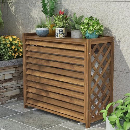 Cache Climatiseur en Bois Massif,Cache Clim Exterieur,Écran de confidentialité extérieur Clôture Cache Pompe À Chaleur,Support De Climatiseur, Conception De Stores, Housse De Climatiseur