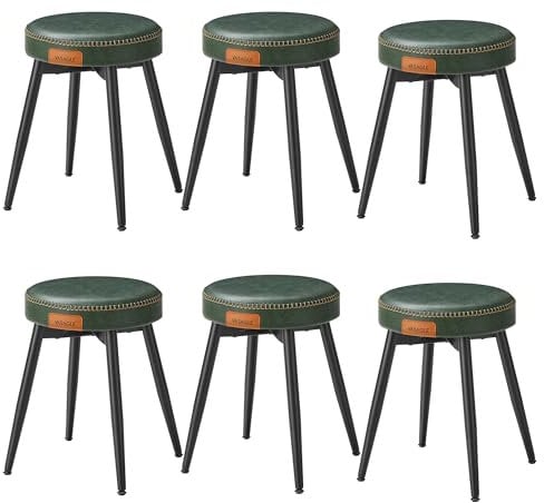 VASAGLE EKHO Kollektion - Esszimmerstühle, 6er Set, Küchenstühle, Kunstleder, Mid-Century-Modern-Stil, 48,2 cm hoch, für Küche, Esszimmer, einfacher Aufbau, waldgrün LDC171S06