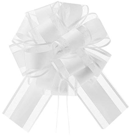 Lilbitty 5 Stück Geschenk Schleife, Große Schleife Riesen Schleife Geschenk. Große Pull Bow für Auto Dekor Hochzeit New Houses Party Feier Geschenkschleife Tüten,Weiß