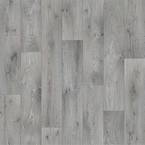 Vinyl Flooring Grey Oak Wood Plank Effect Felt Backed Roll Lino Kitchen Bathroom (3m x 1m)