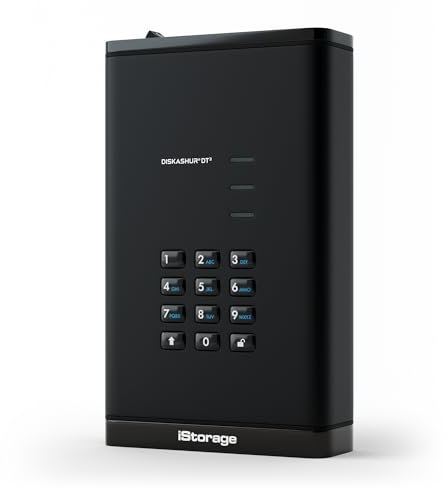 iStorage diskAshur DT3 256-bit 12TB - Certifié FIPS niveau 3 - Disque dur de bureau crypté sécurisé - Protégé par mot de passe