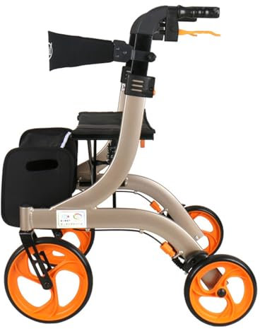 Elektrorollstuhl für Erwachsene, intelligenter, elektrisch zusammenklappbarer Rollator, leichter, zusammenklappbarer motorisierter Rollstuhl für Senioren, ältere Menschen und Behinderte,ChampagneColor