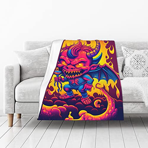 hihihihihihihihi Fury of the Dark Night Dämonen-Decke, geheimnisvoller Gothic-Stil, weicher Plüsch, warm und gemütlich, perfekt für Sofa, Bett und Wohnzimmer, für Thriller-Liebhaber, 127 x 152,4 cm
