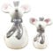 Alfie Francis Set of 2 Mice White Ceramic Ornaments wearing Grey Scarfs & Crowns