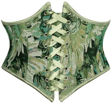 Scarlet Darkness Renaissance Belts for Women Boned Lace Up Underbust Corset Bustier Waist Belts Green 16
