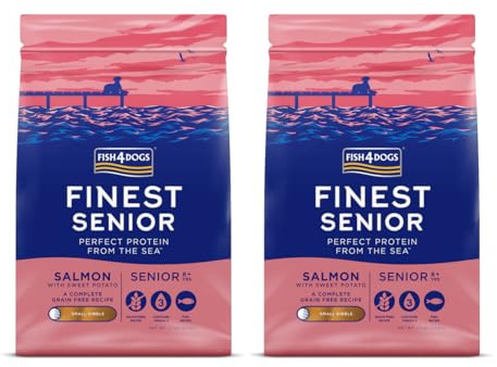 Fish4Dogs Finest Salmon and Sweet Potato Senior Dog Food | Natural, Hypoallergenic Dog Food | Great for Healthy Skin and Coat | Rich in Omega 3, 6 and 9 (Small Kibble - 2 x 1.5kg)