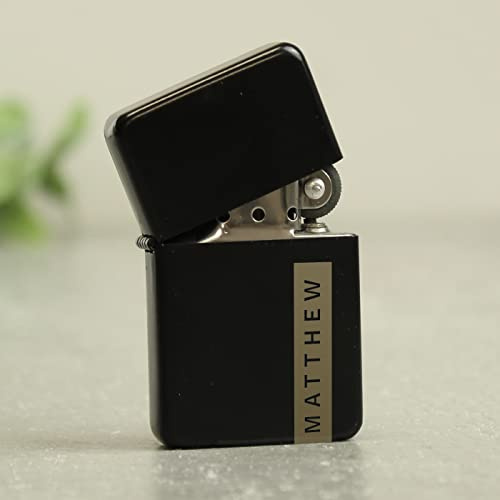 Custom Personalised Name Only Black Petrol Lighter. Laser Engraved. For Weddings, Birthdays, Father's Day, Anniversary, Christmas