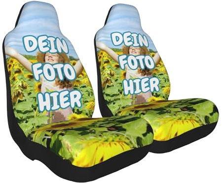 MEIERLE Personalisierte Autositzbezüge Mit Eigenem Foto Selbst Gestalten, Autositzbezug Bedrucken Mit Bild Text Logo, Universal Schonbezüge Für PKW SUV LKW