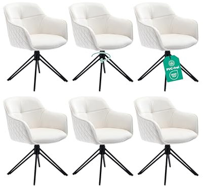 Linele® Esszimmerstühle 6er Set Beige mit FEDERKERN - Drehbar & Samtbezug - Hoher Sitzkomfort - Retrostil & einfache Montage - PVC-frei & Oeko-TEX Zertifiziert, inkl. Lieferung an den Wunschort