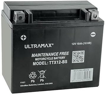 UltraMax TTX12-BS 12v 10Ah 160 CCA Sealed AGM Motorcycle Motorbike Battery