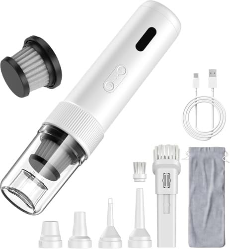 Topipop Handstaubsauger -21000Pa 5-in-1 Akku Autostaubsauger, Stark Saugkraft & Wiederaufladbarer Handsauger mit Waschbar Filter,Mini Hand Staubsauger mit LED-Licht für Haus,Büro,Tierhaare,Küche,Auto