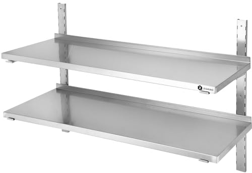 ZORRO Wandbord ZWB 60/30 | Edelstahl Wandregal 600x300x350 mm | 2 Böden | zur Wandmontage | Gastro Regal