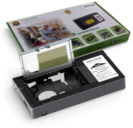 Bingxue 2025 aktualisierter VHS C Kassettenadapter, SVHS VHS-C auf VHS, 12 mm VHSC Tapes Camcorder motorisiert für Videorecorder, Videokassettenspieler und VHS zu Digital Converting