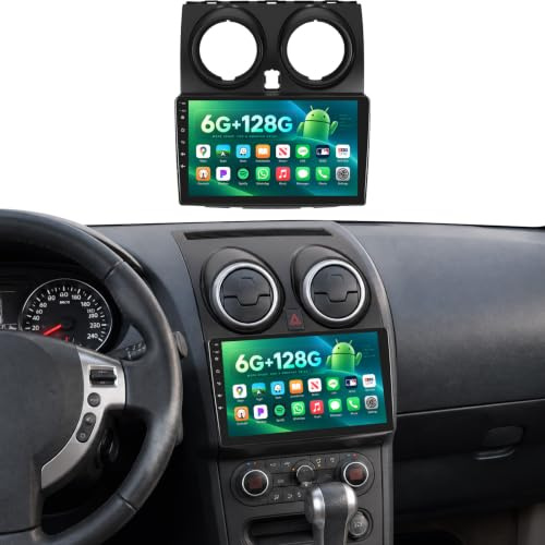 OiLiehu 6+128G 8 Core Android 13 Carplay Android Auto Autoradio para Nissan Qashqai J10 2006-2013 Pantalla Radio Coche 9 Pulgadas Bluetooth GPS FM RDS WiFi SWC DSP/EQ Cámara de Visión Trasera
