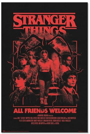 Grupo Erik Poster Kunstdruck Stranger Things Staffel 5 Poster Deko Wohnzimmer oder Deko Schlafzimmer - Deko Zimmer - Größe 61 x 91 - Offizieller Netflix Stranger Things Merch Fanartikel Schwarz