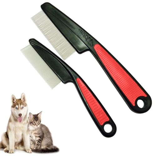 2pcs Läusekamm Nissenkamm, Metall Mensch Läusekamm Nissenkamm extra fein, Flohkamm lausemittel, Flöhe Kämme, Nissenkamm Entfernt Sicher Läuse aus Extra Fein für Baby Kinder Erwachsene und Haustier