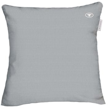 Tom Tailor Satin-Kissenhülle, 40x40 cm, 100% Baumwolle, Kissenbezug mit Paspel und Logo-Stickerei, mit Reißverschluss, FINE Stripes Grau (Moody Grey & Light Grey)