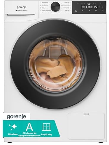 Gorenje WGAM4S74A Waschmaschine mit Dampffunktion /7 KG Slim/1400 U-min/ConnectLife /15 Programme/UltraClean/EasyDosing/SteamTech /20% besser als Energieeffizienzklasse A/Weiß