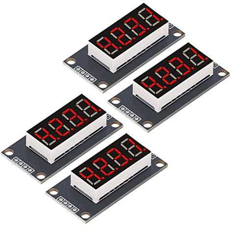 Alomejor Módulo de Pantalla LED Digital, Paquete de 4, Pantalla de 7 Segmentos de 0,36 de Alta Visibilidad para Control de Máquinas, Placa PCB Confiable, Instalación Práctica (Rojo MRA110B)