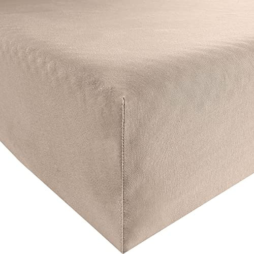 Erwin Müller Spannbettlaken Freising Elasthan-Jersey-Stretch - dehnbar, antipilling, bügelfrei, Rundumgummi - beige Größe 180x200 cm - 200x220 cm