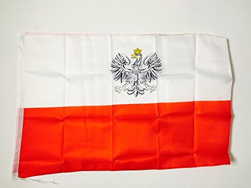 AZ FLAG Bandiera Polonia con Aquila 90x60cm - Bandiera Polacca con Stemma 60 x 90 cm Foro per Asta