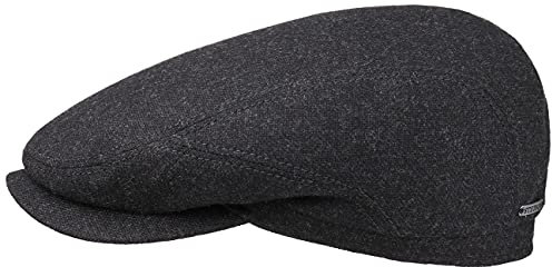 Stetson Belfast Wool Blend Flatcap Herren - Schiebermütze mit Schurwolle & Kaschmir - Made in The EU - Schirmmütze (Schirmlänge 5 cm) - Wollcap mit Baumwollinnenfuter - Herbst/Winter anthrazit 57 cm