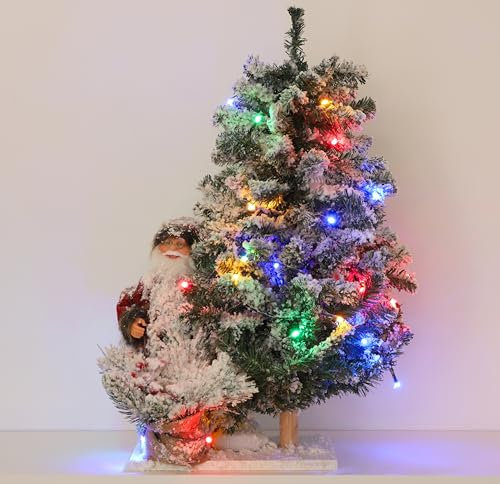 50cm con Pilas del Flocado Santa y decoración del árbol de Navidad con Grande del Multicolor de Luces LED