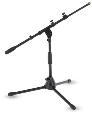 GEWA 900611 Pie de micrófono pequeño MS-20TB - Negro - Para bombo/HiHat - Altura regulable 43-65cm - Boom 50-90cm - Base de hierro fundido - 2,4 kg