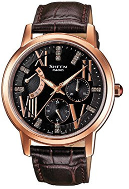 Casio SHE-3024GL-5AEF Damen-Armbanduhr Lederarmband Braun