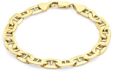 CARISSIMA Unisex 9 ct Yellow Gold 8 mm Rambo Chain Bracelet of Length 20 cm/8 Inch