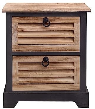Rebecca Mobili Schrank Stauraum Nachttisch 2 Schubladen Holz Dunkelbraun Urban Vintage Schlafzimmer Badezimmer - 45 x 42 x 29 cm (H x B x T) - Art. Re4548