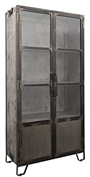 MASSIVMOEBEL24.DE | Vitrine Mango 90x40x190 grau lackiert Eisen Heavy Industry #123