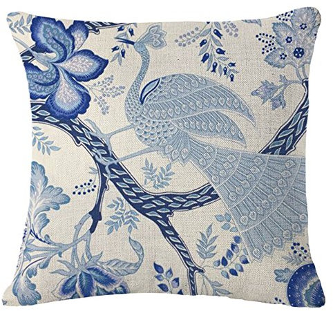 Nunubee Kissenbezug Chinesisches Blaues und weißes Porzellan-Stil Industrial deko Kissen deko Wohnzimmer Autodekoration Sofa Cover, Stil 4 45x45cm