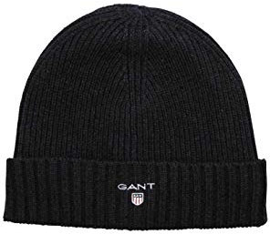 GANT Herren Unisex. Wool Lined Beanie Strickmütze, Black, Einheitsgröße