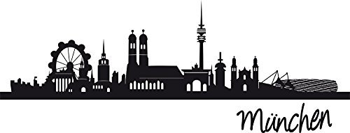 GRAZDesign Wandtattoo Skyline München Wohnzimmer Büro Wandaufkleber - 105x40cm / 070 schwarz