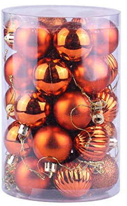 34 Stück Weihnachten Kugeln 6cm Weihnachtsbaumschmuck Christbaumkugeln Deko Anhänger Orange