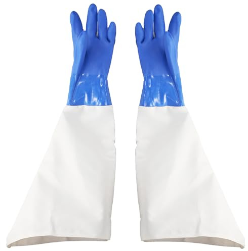 Jewboer 23.6 Canvas Rubber Sandblasting Sandblaster Protection Gloves for Sandblast Cabinets