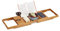 Relaxdays XL Badewannenablage, mit Buchstütze & für Tablet, Luxus Badewannenbrett, Bambus, ausziehbar 70-105 cm, Natur, 1 Stück