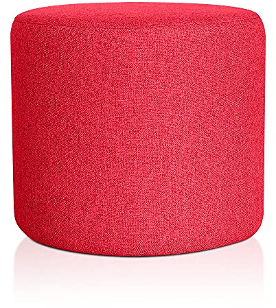 Deshome Pouf hocker Fußstütze runden Ø 50 cm Wasserabweisender Stoff: Modernes Design Pouf für Sofa Wohnzimmer Schlafzimmer, Puff hocker, Pouffe Venere Rot