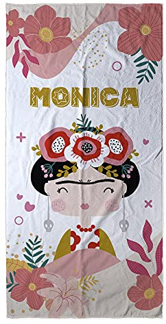 LolaPix Strandtuch mädchen. Personalisiert Strandtuch. Strand Badetuch mit Namen. Personalisierte Handtuch. Personalisierte Geschenke. Verschiedene Designs und Größen. Frida