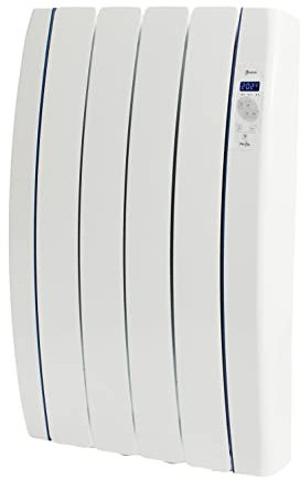 Haverland RC4TTS Inerzia Thermosender, niedriger Verbrauch, 600 W Leistung, 4 Elemente, programmierbar, exklusive Verbrauchsanzeige, Natursteinblöcke, ideal für Verlängerung, Weiß