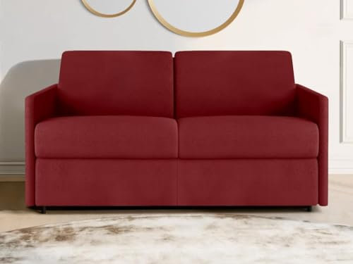 Vente-unique Schlafsofa 2-Sitzer - Liegefläche: 120 cm - Matratzenhöhe: 14 cm - Stoff - Rot - CALIFE