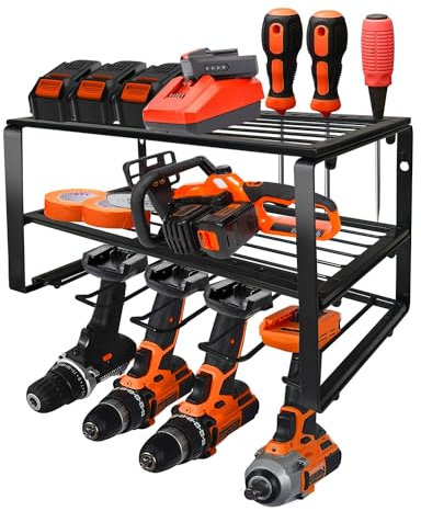 DECMIOX Power Tool Organizer, Wall Mounted Garage Storage, Utility Storage Rack for Cordless Drill Charging Station & Screwdriver, Gift for Father's Day