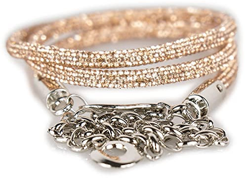 Cintura elegante oro rosa donna con strass cinta da ragazza cerimonia x per abito vestito sottile regolabile tubolare strassata slim fashion primavera estate 2025 Metallo+strass rose-gold