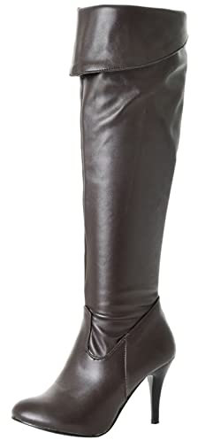 Bviennic Donna Moda Tacco A Spillo Sopra Il Ginocchio Vestito Stivali Stretch Mens Serata Eleganti Tacco Alto Inverno Warm Boots Marrone/P Numero 41 EU-43Cn