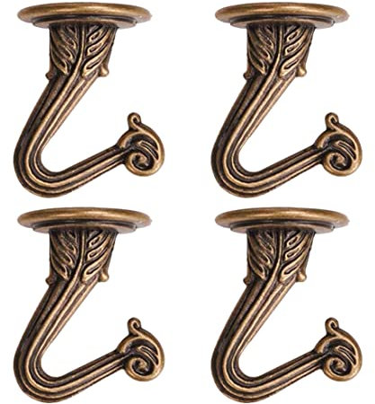 OBSTKUCHEN 4 Sets Swag Ceiling Hooks Heavy Duty Swag Hook with Hardware for Hanging Plants Ceiling Installation Cavity Wall Fixing (4, Antique Brass)